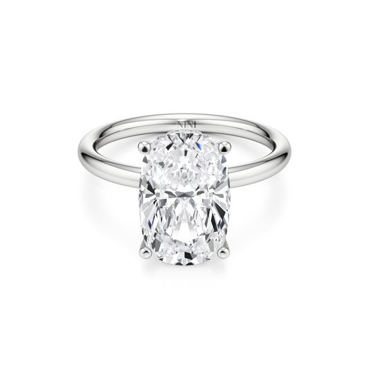 Solitaire Cushion Cut Diamond Hidden Halo Engagement ring - 3.00 Ct