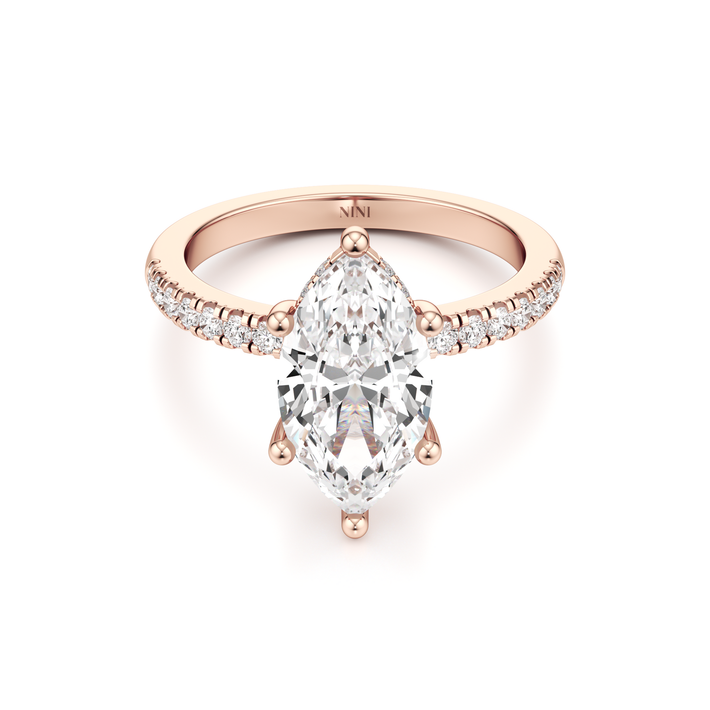 Pave Engagement Ring - 2.00 Ct Marquise