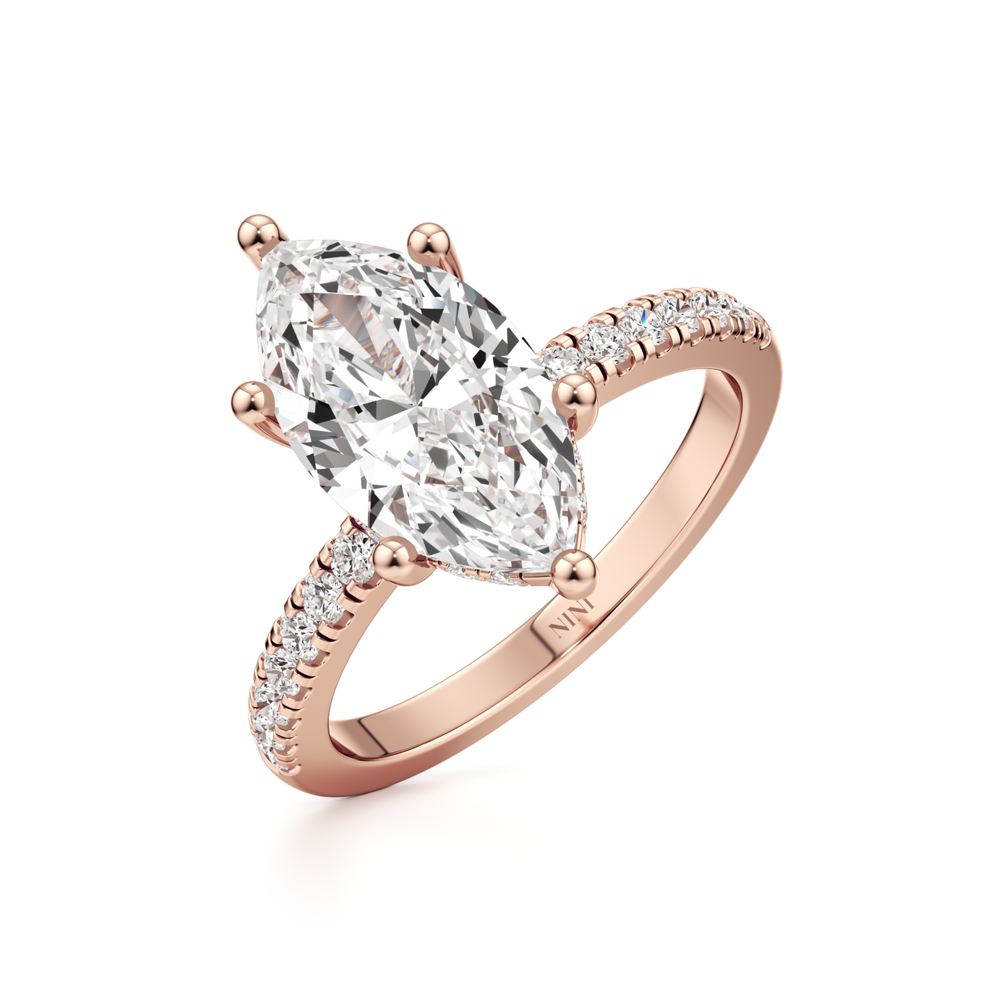 Pave Engagement Ring - 2.00 Ct Marquise