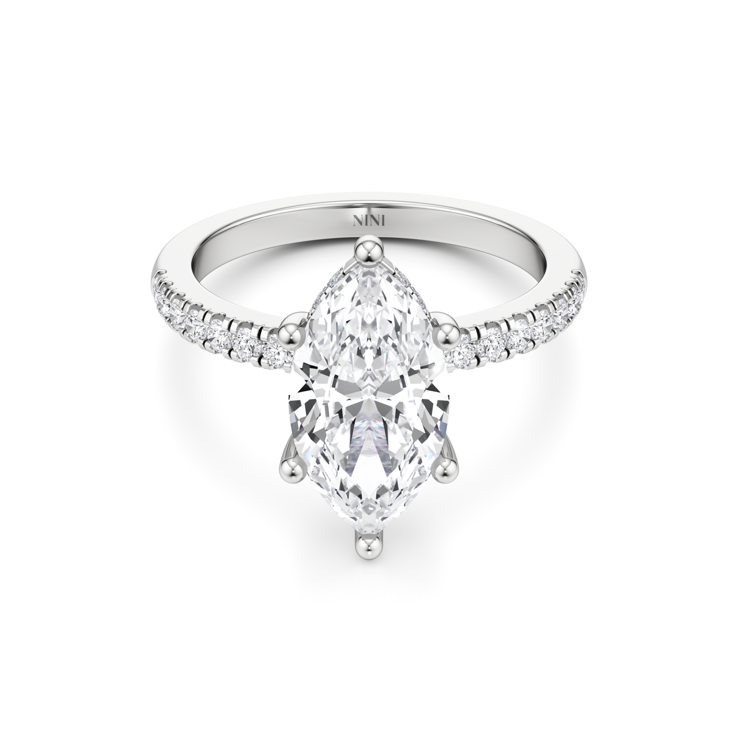 Pave Engagement Ring - 2.00 Ct Marquise