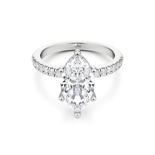 Pave Engagement Ring - 2.00 Ct Marquise