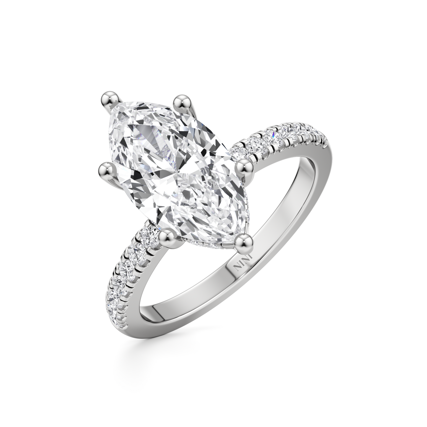 Pave Engagement Ring - 2.00 Ct Marquise
