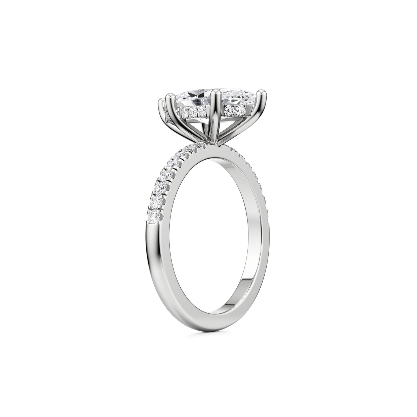 Pave Engagement Ring - 2.00 Ct Marquise