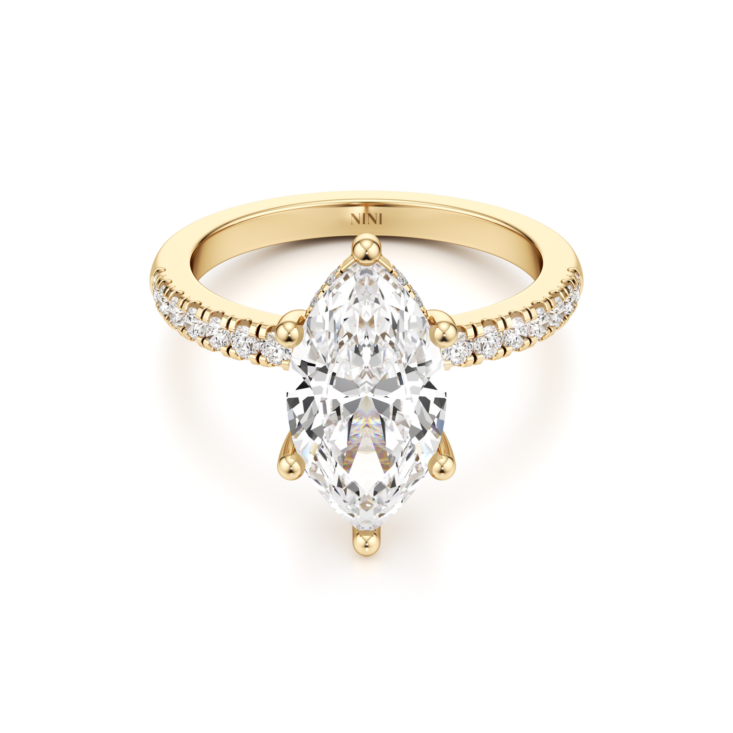 Pave Engagement Ring - 2.00 Ct Marquise