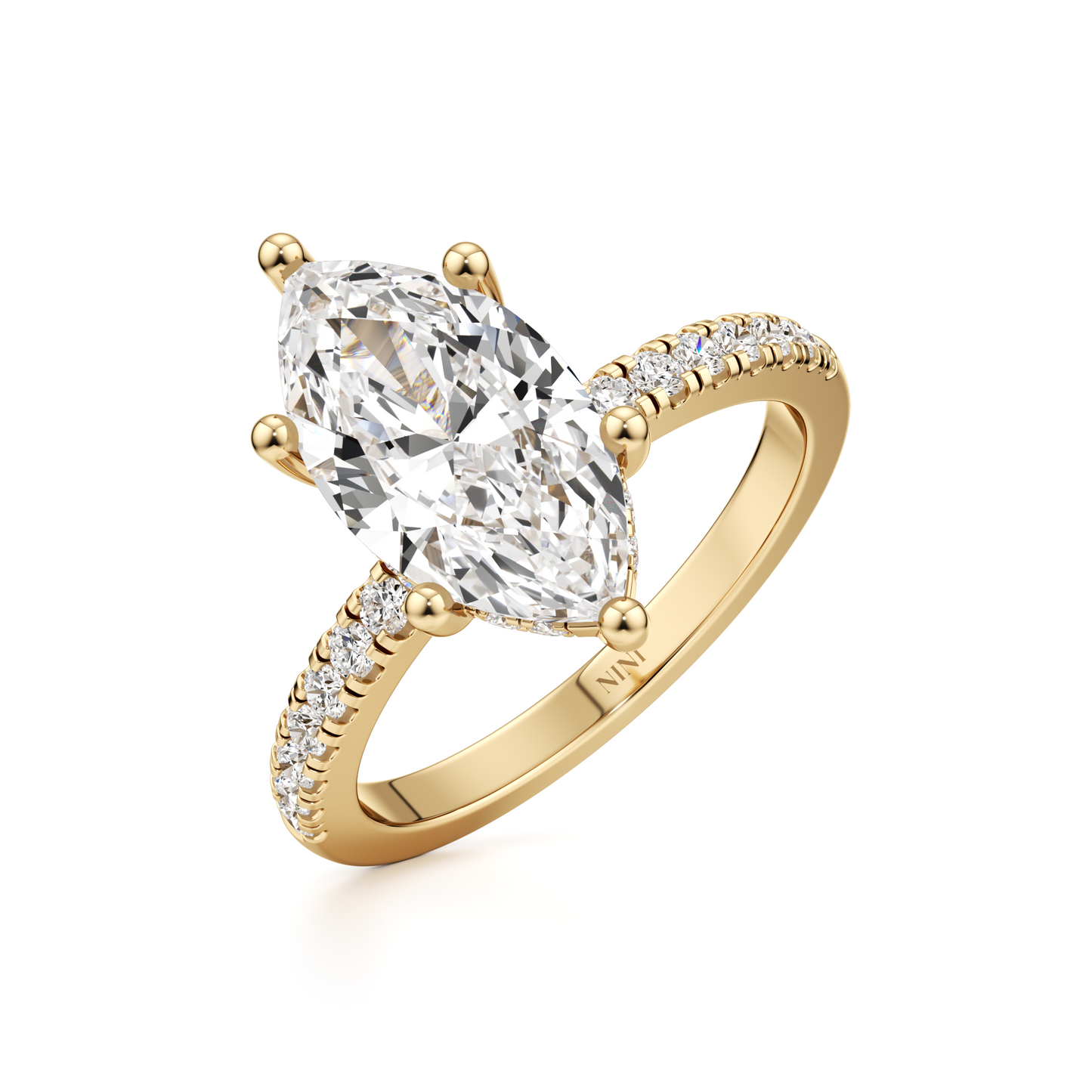 Pave Engagement Ring - 2.00 Ct Marquise