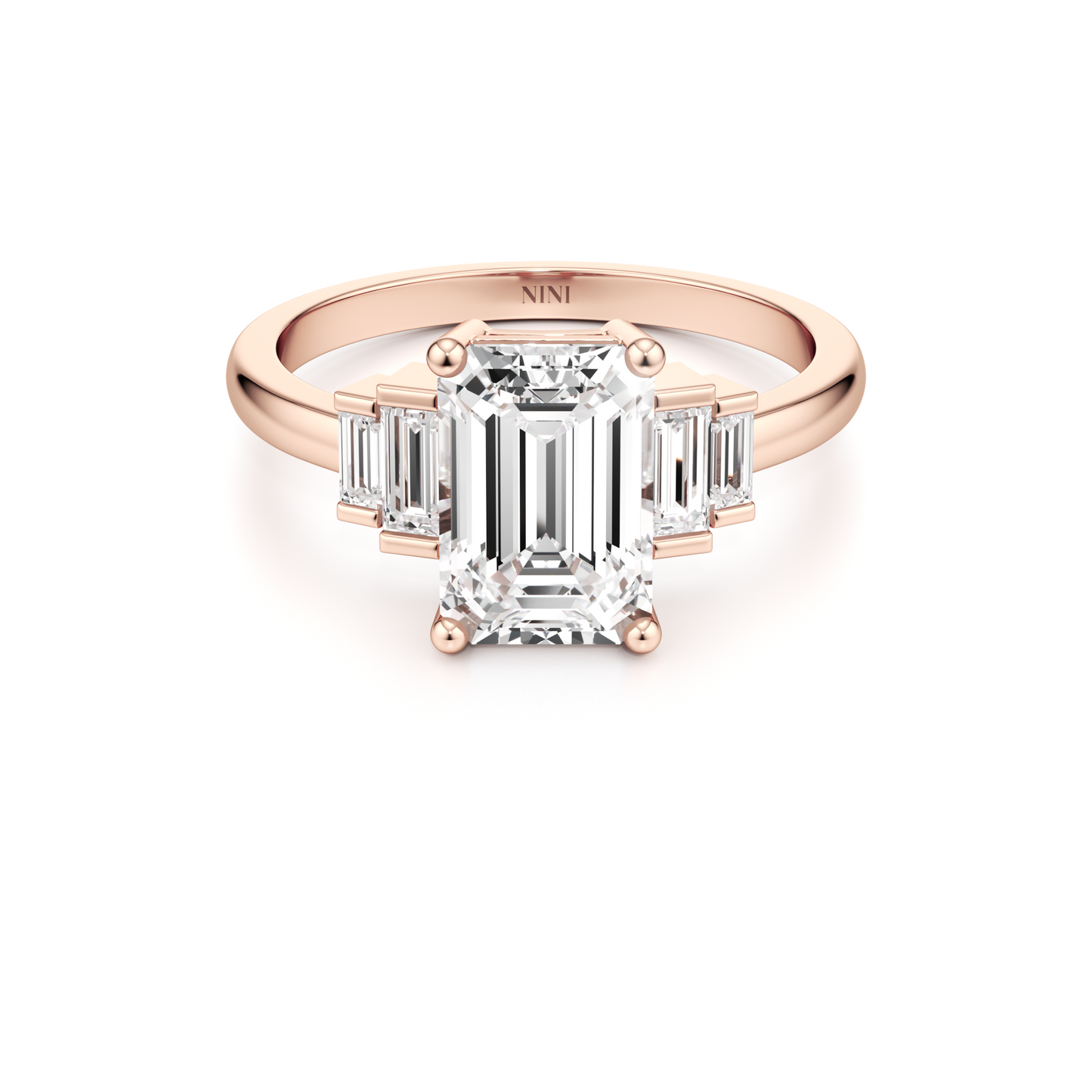 Baguettes Emerald Cut Engagement ring - 2.00