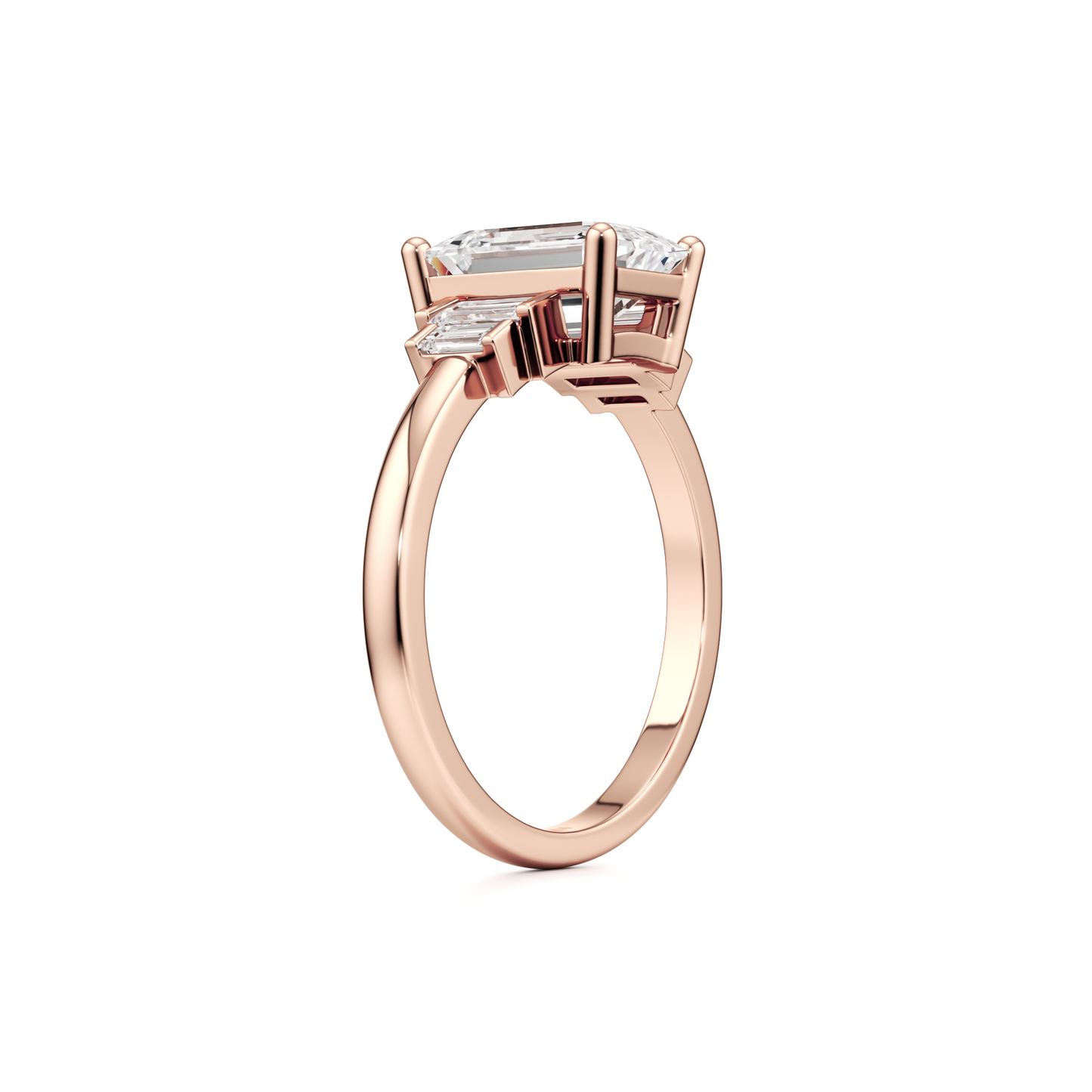 Baguettes Emerald Cut Engagement ring - 2.00