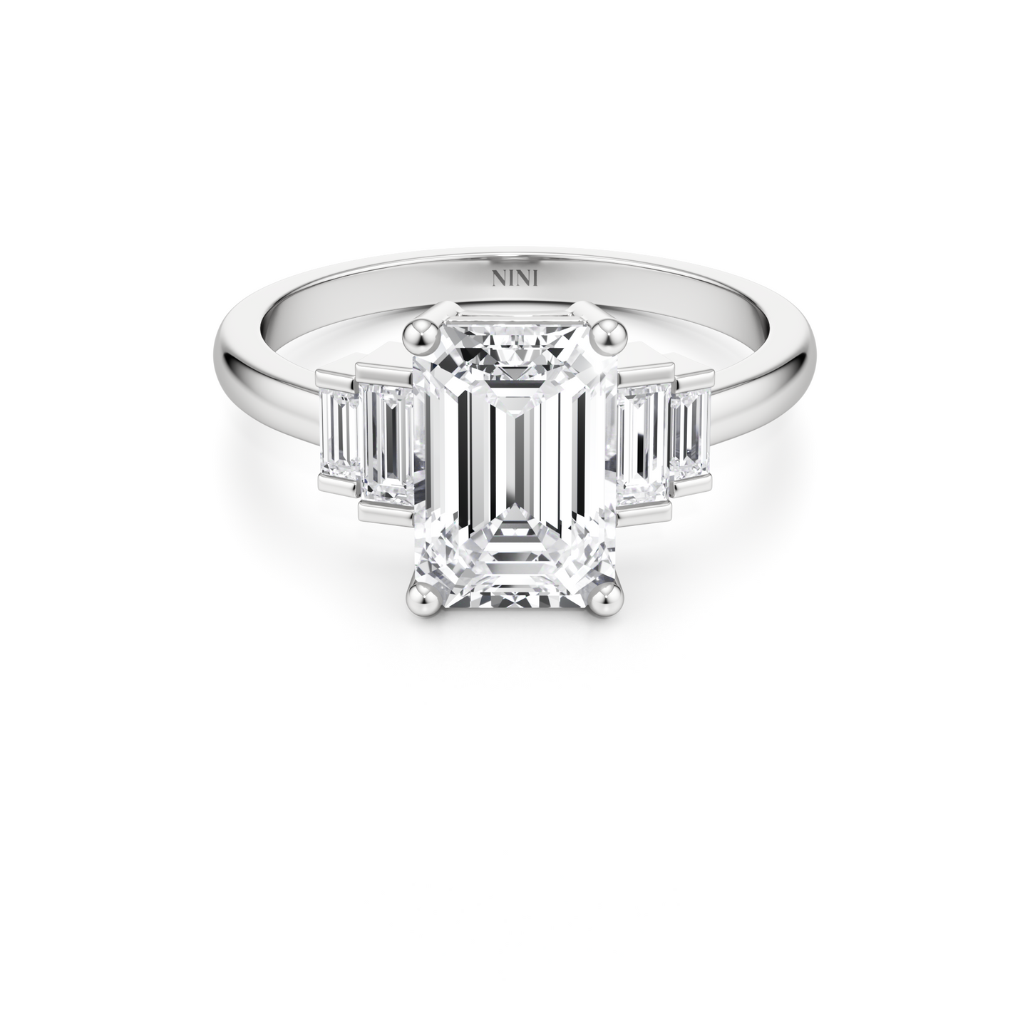 Baguettes Emerald Cut Engagement ring - 2.00