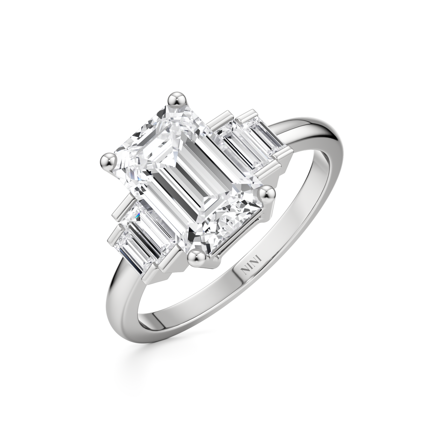 Baguettes Emerald Cut Engagement ring - 2.00