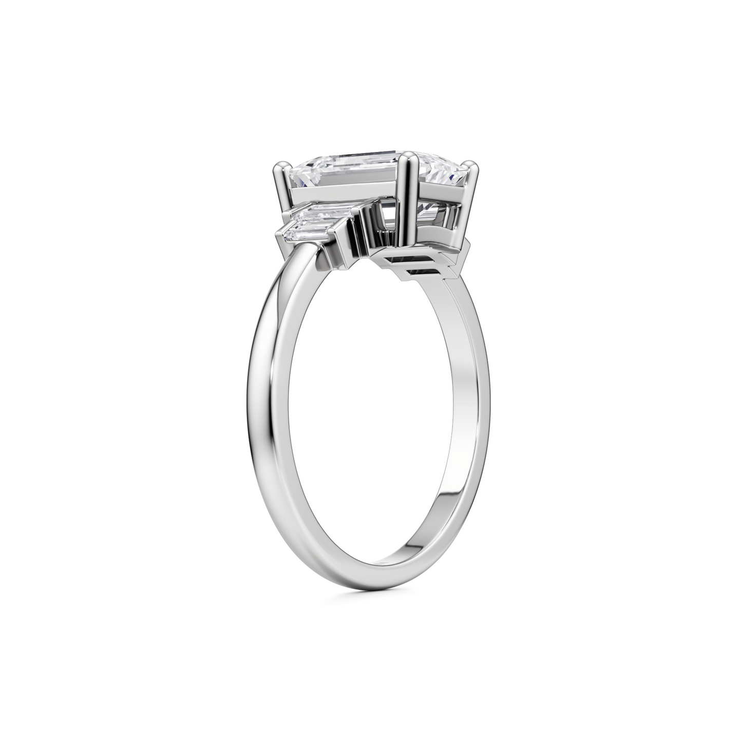 Baguettes Emerald Cut Engagement ring - 2.00