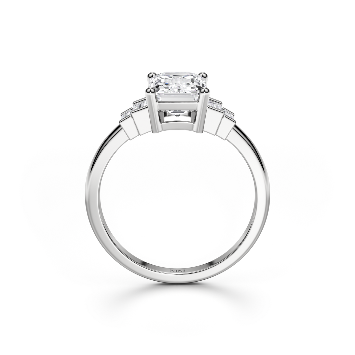 Baguettes Emerald Cut Engagement ring - 2.00