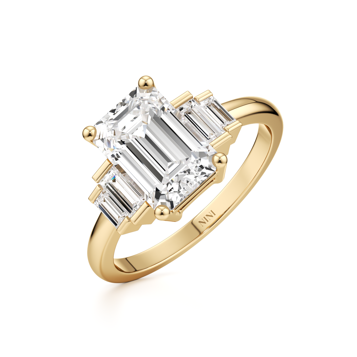 Baguettes Emerald Cut Engagement ring - 2.00