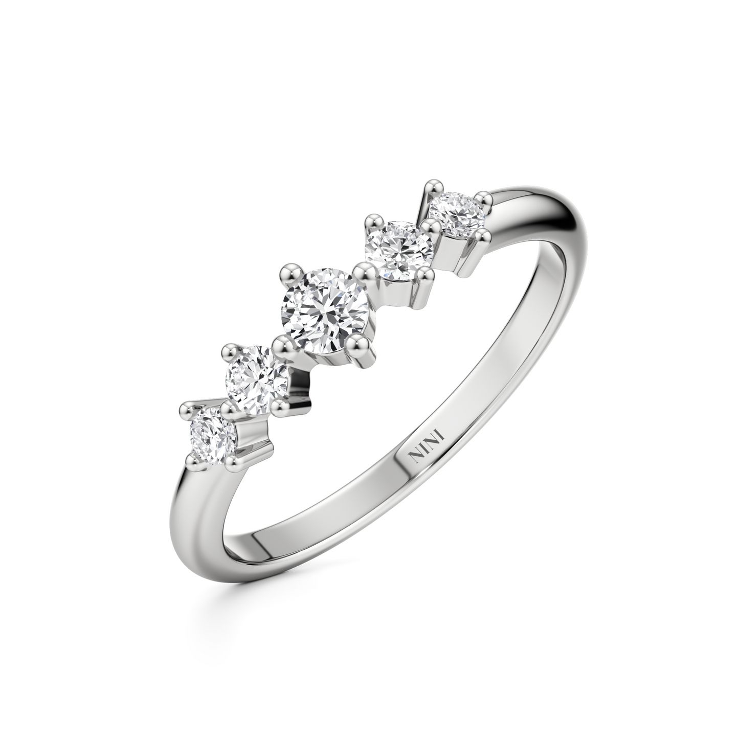 5 Diamonds Shiny Ring