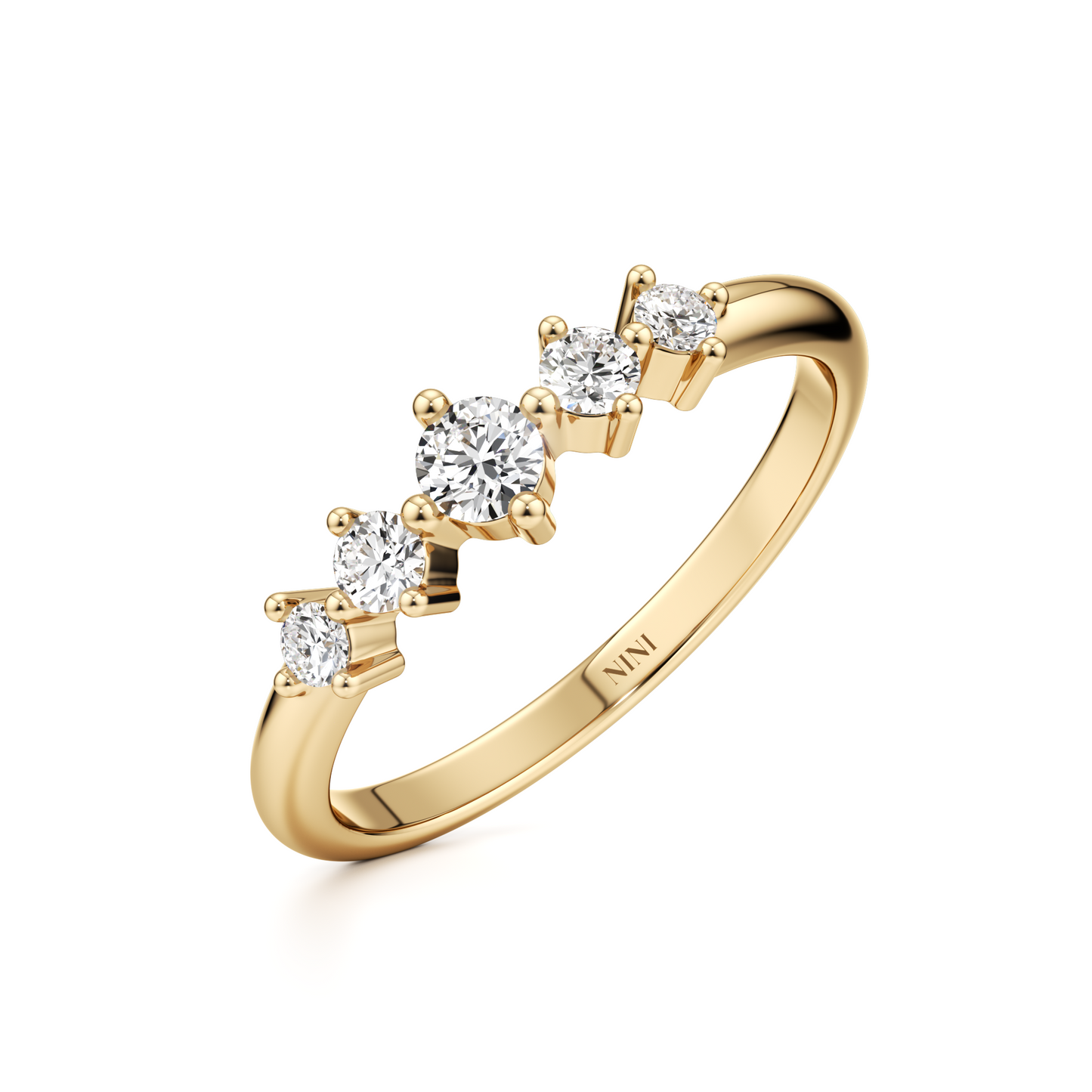 5 Diamonds Shiny Ring
