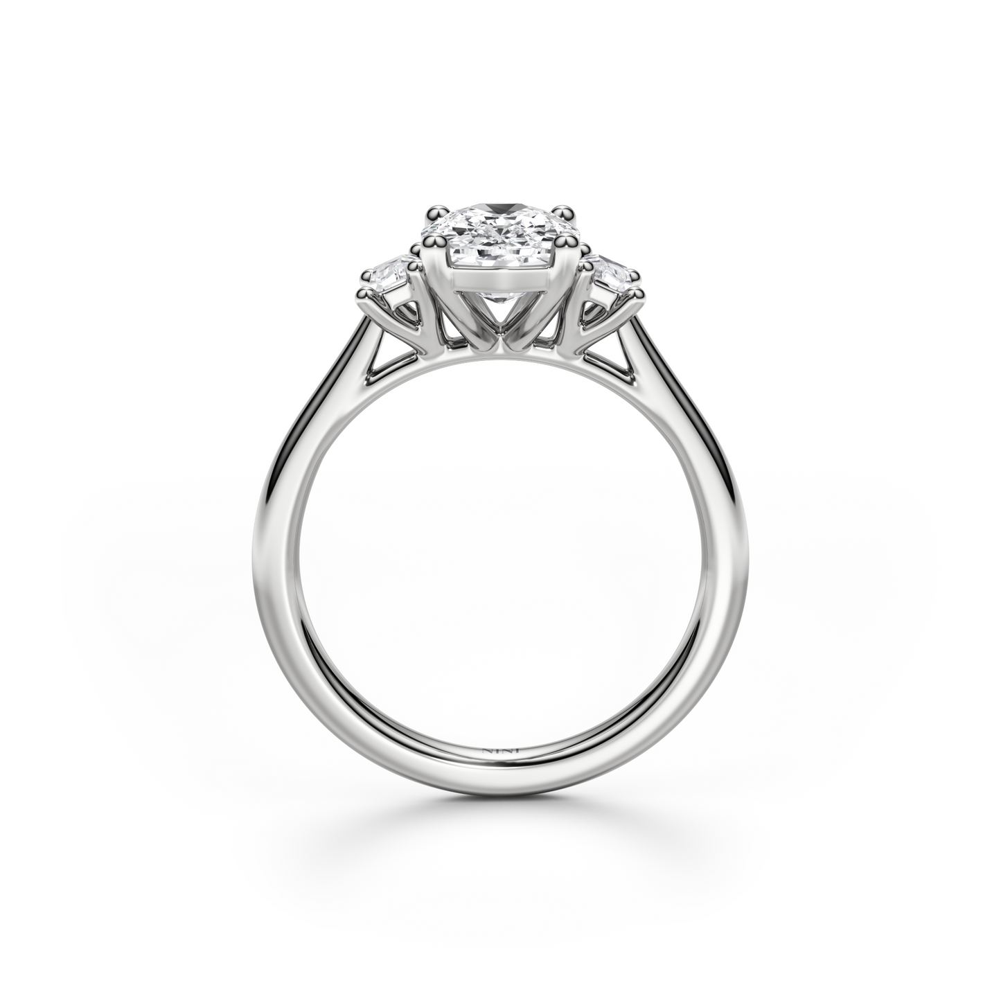 Trilogy Baguettes Cushion Engagement Ring - 2.00 Ct