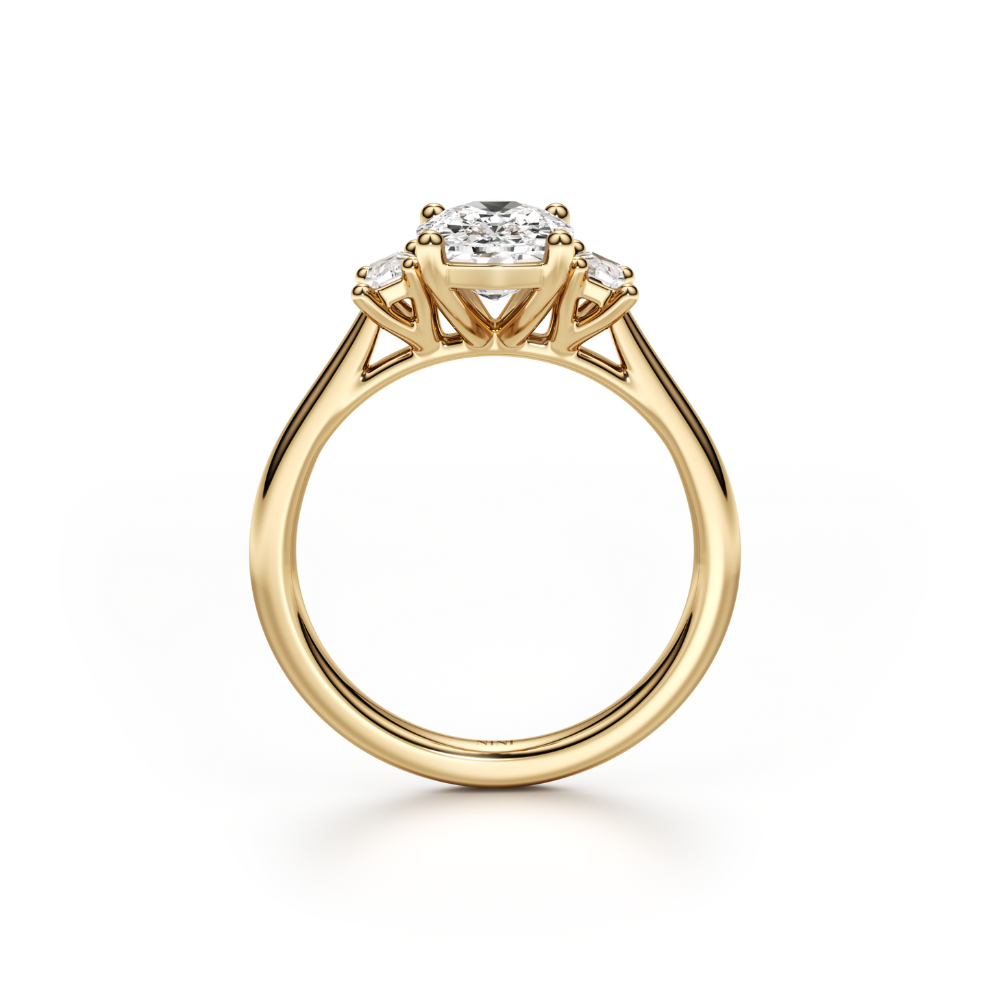 Trilogy Baguettes Cushion Engagement Ring - 2.00 Ct