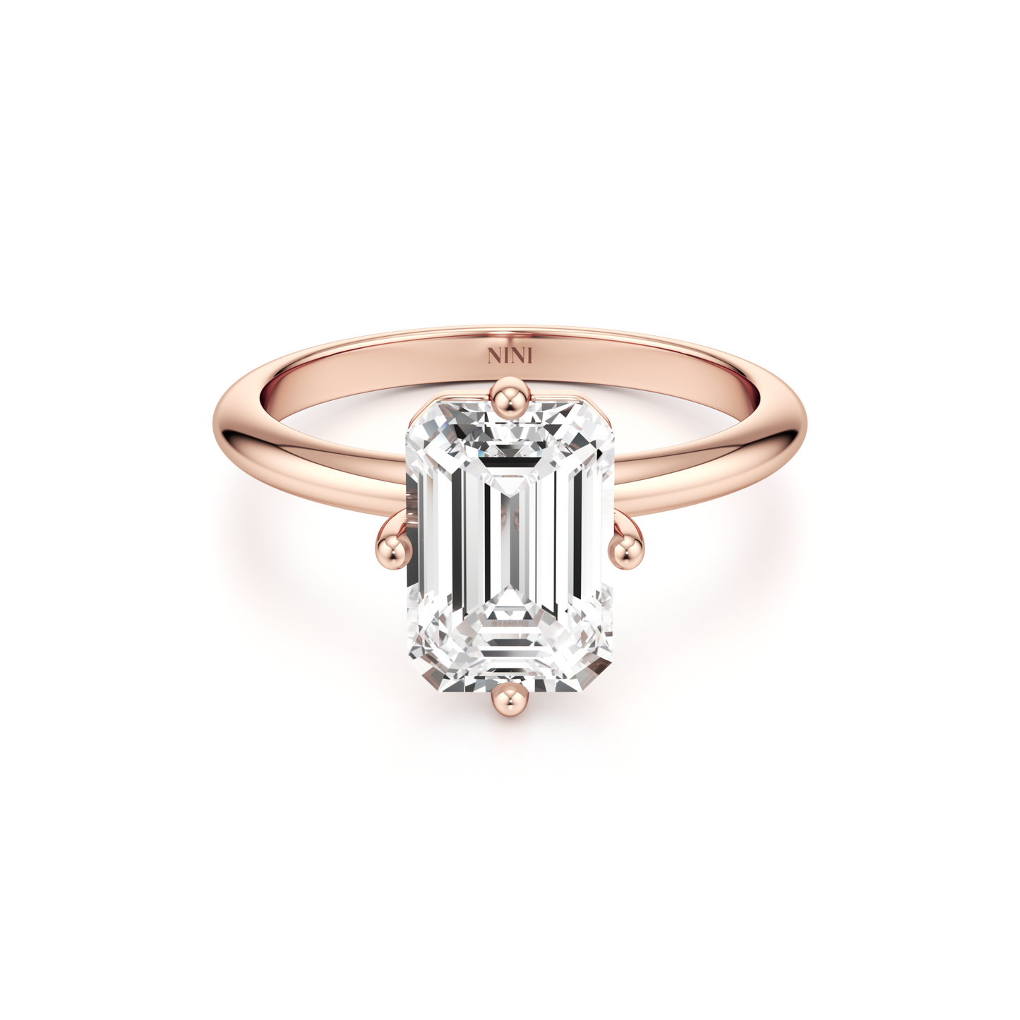 Compass Solitaire Emerald Cut Diamond Engagement ring - 2.00 Ct