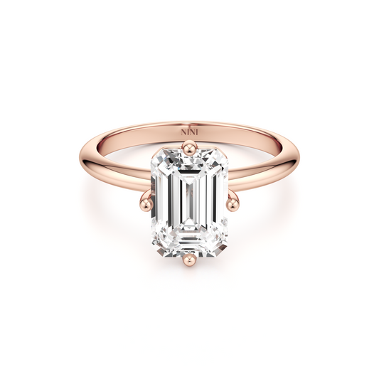 Compass Solitaire Emerald Cut Diamond Engagement ring - 2.00 Ct