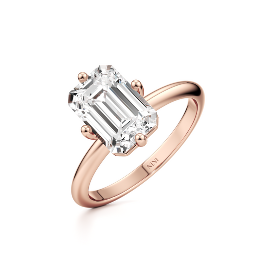 Compass Solitaire Emerald Cut Diamond Engagement ring - 2.00 Ct