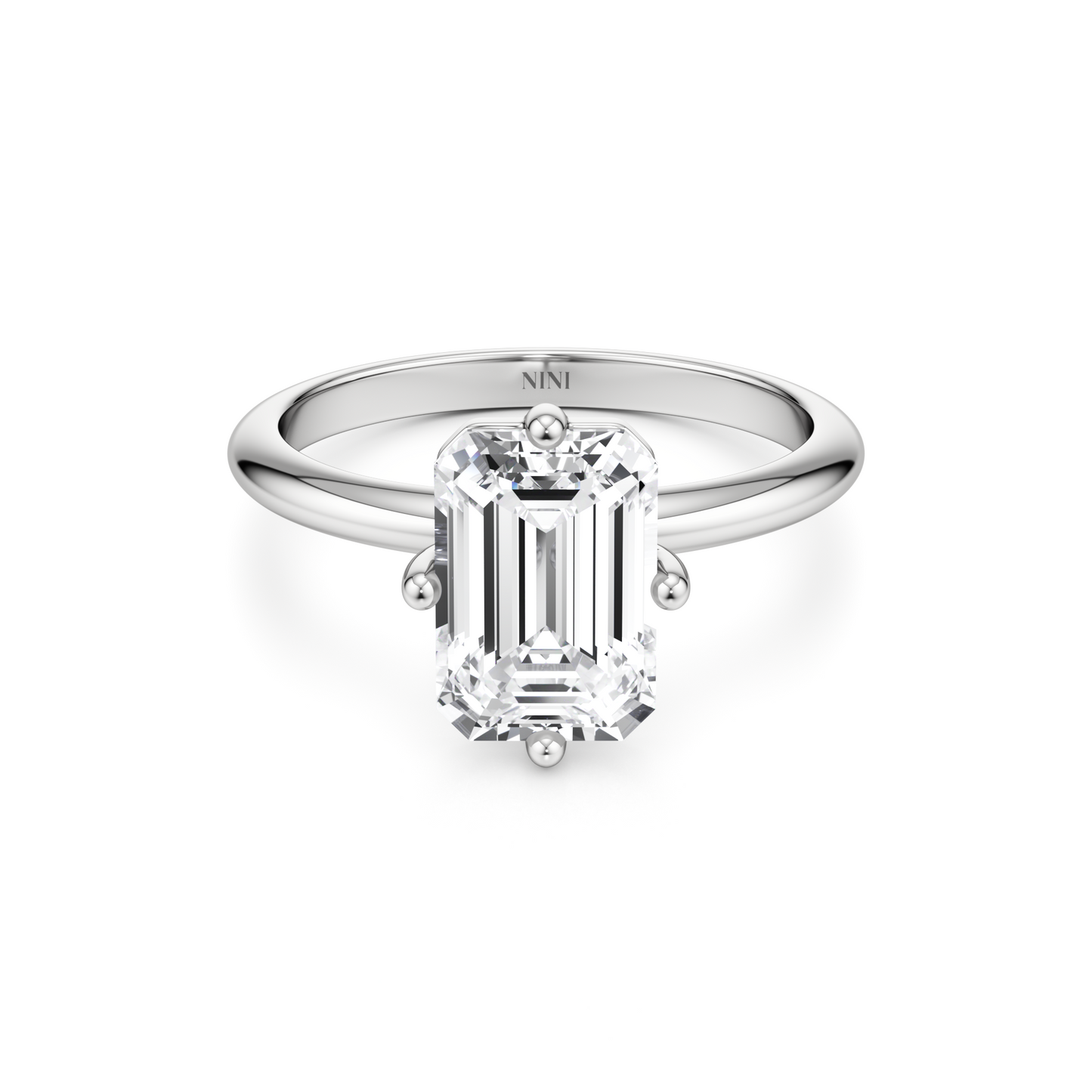 Compass Solitaire Emerald Cut Diamond Engagement ring - 2.00 Ct