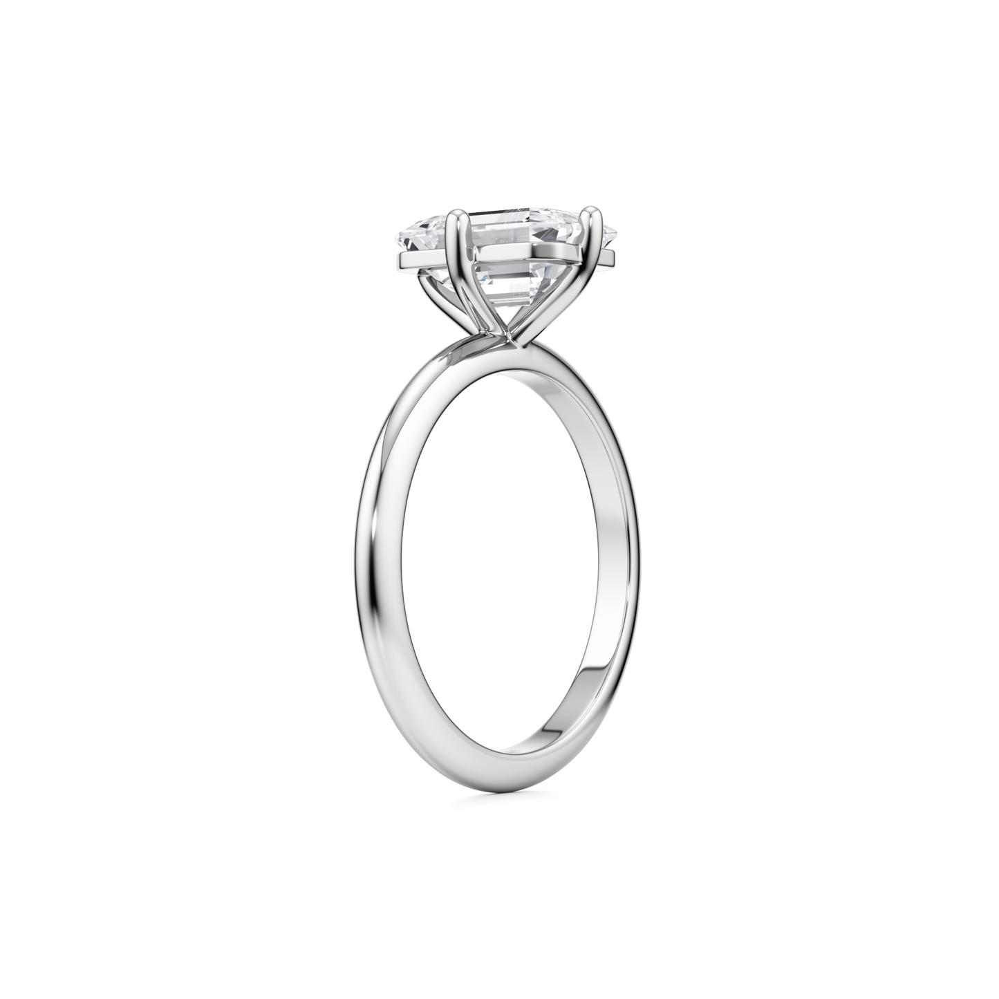Compass Solitaire Emerald Cut Diamond Engagement ring - 2.00 Ct
