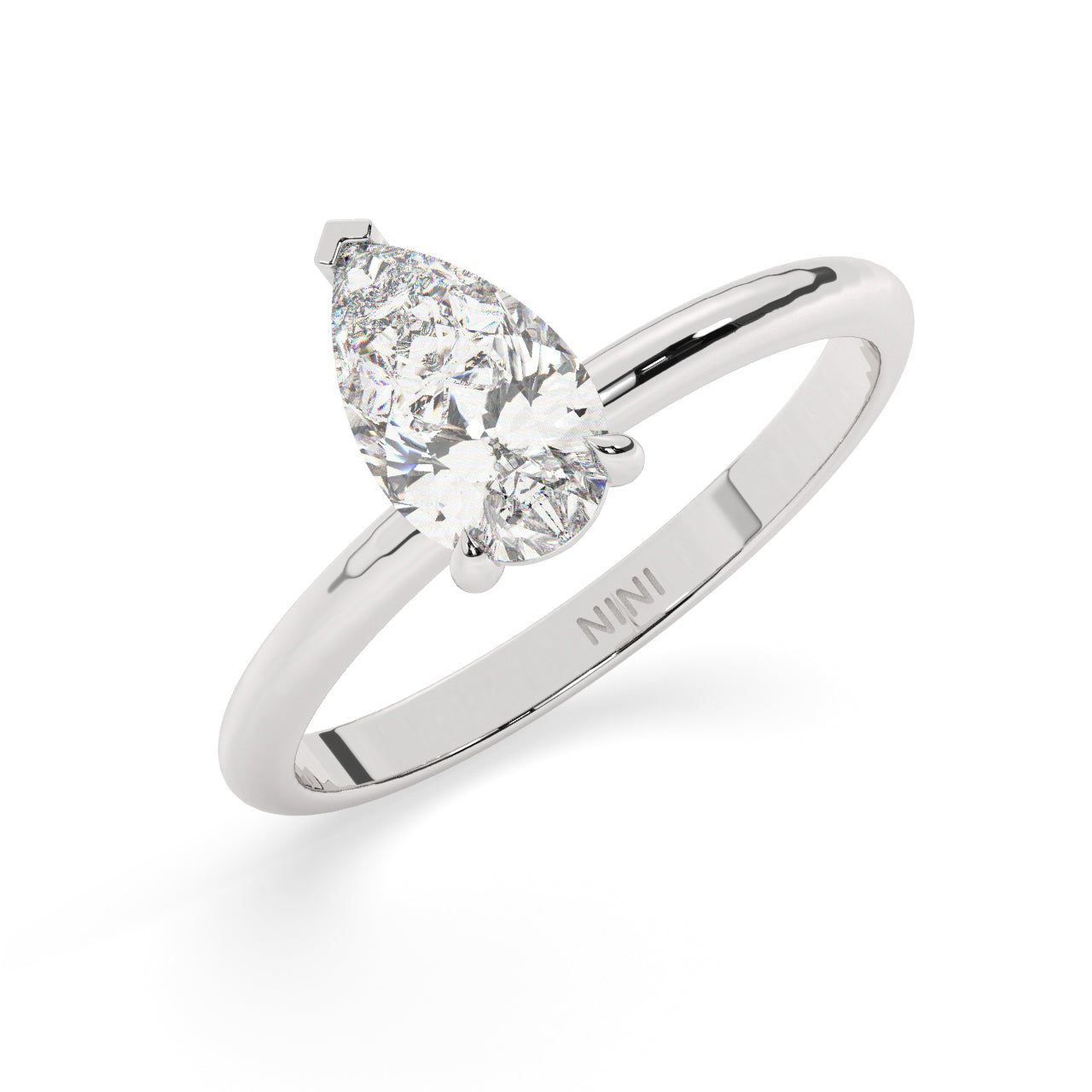 Solitaire Pear Shape Diamond Engagement ring - 1.00 Ct