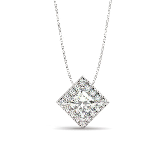 princess cut diamond necklace pedant white gold 
