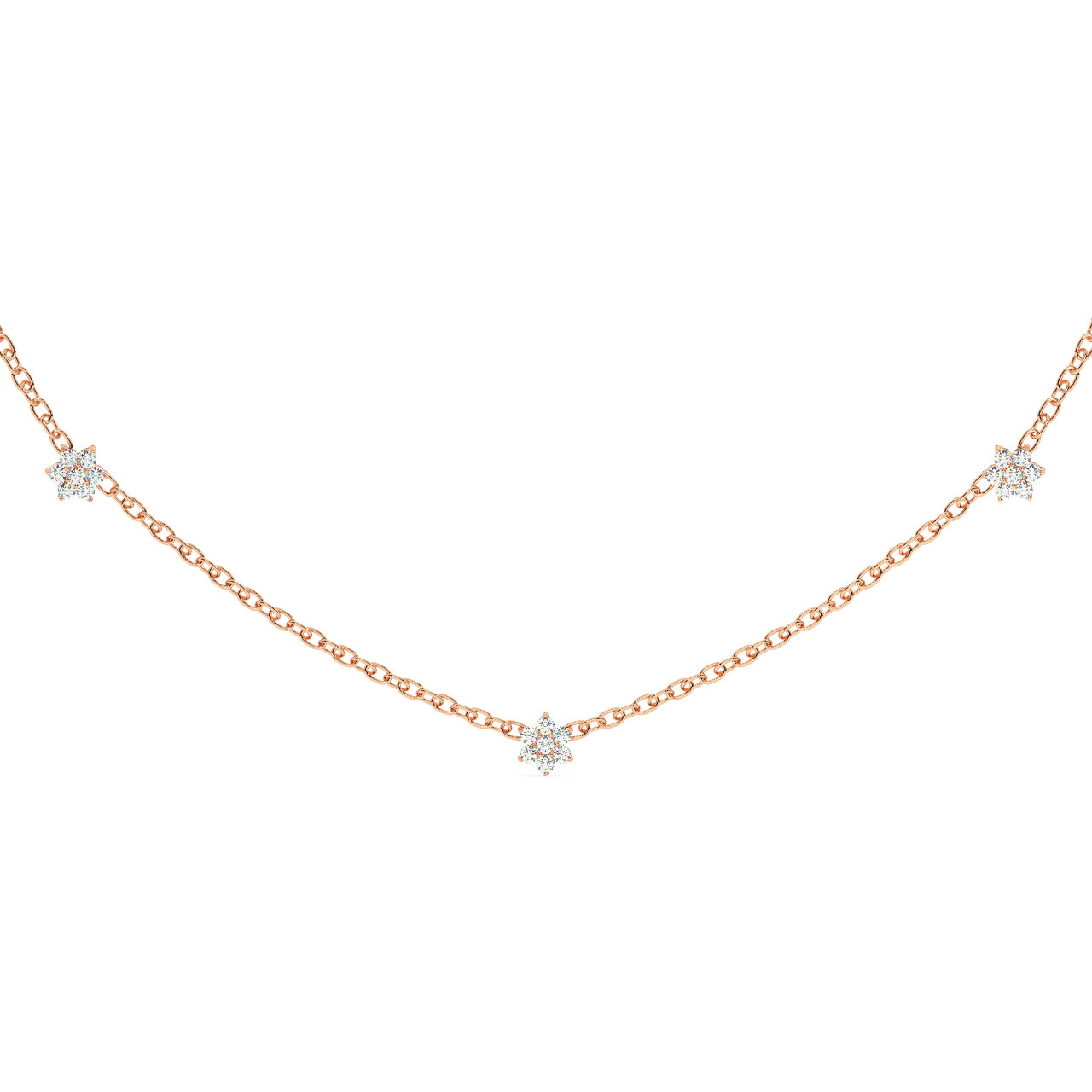 Three Flowers Diamond Necklace