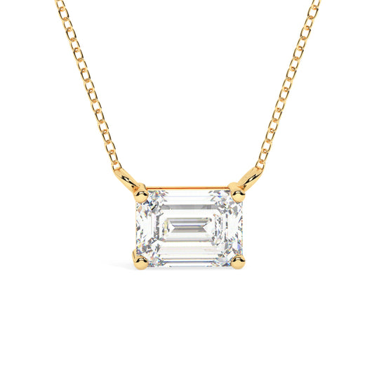 Solitaire Emerald Cut Diamond Necklace - Lab Grown