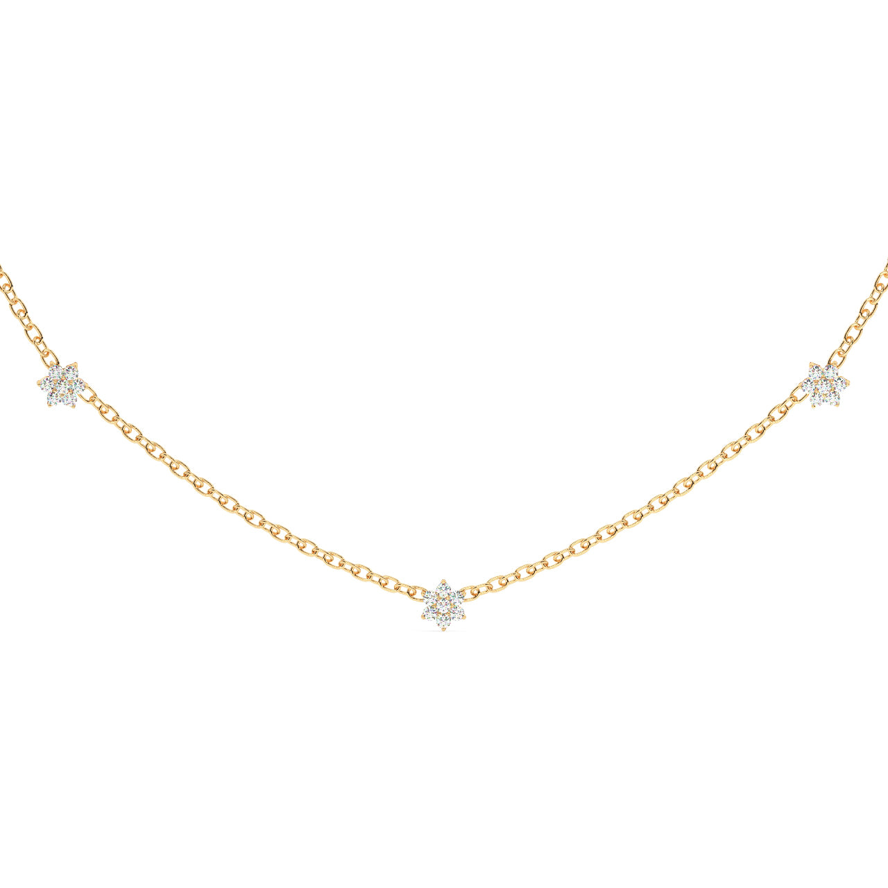 Three Flowers Diamond Necklace