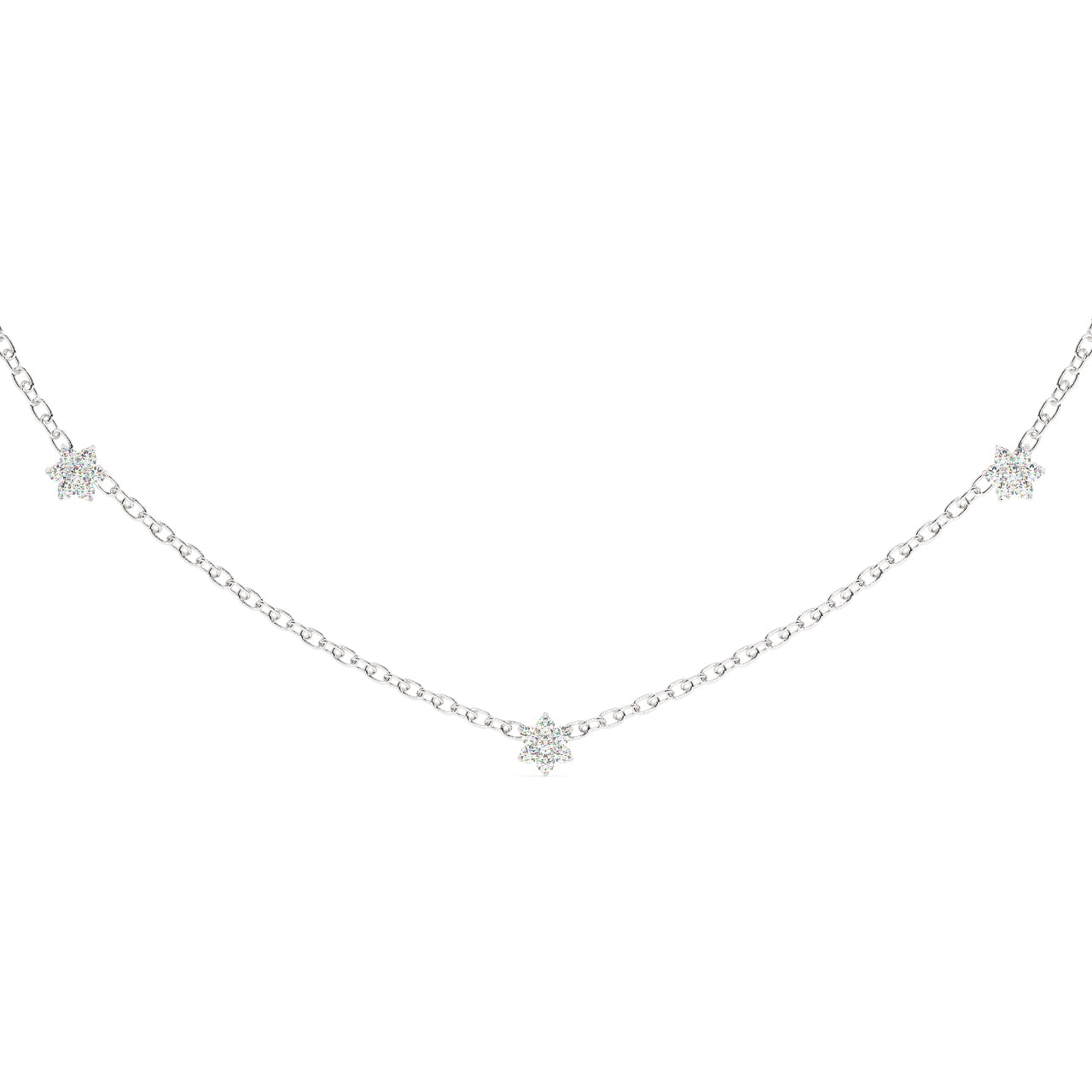 Three Flowers Diamond Necklace