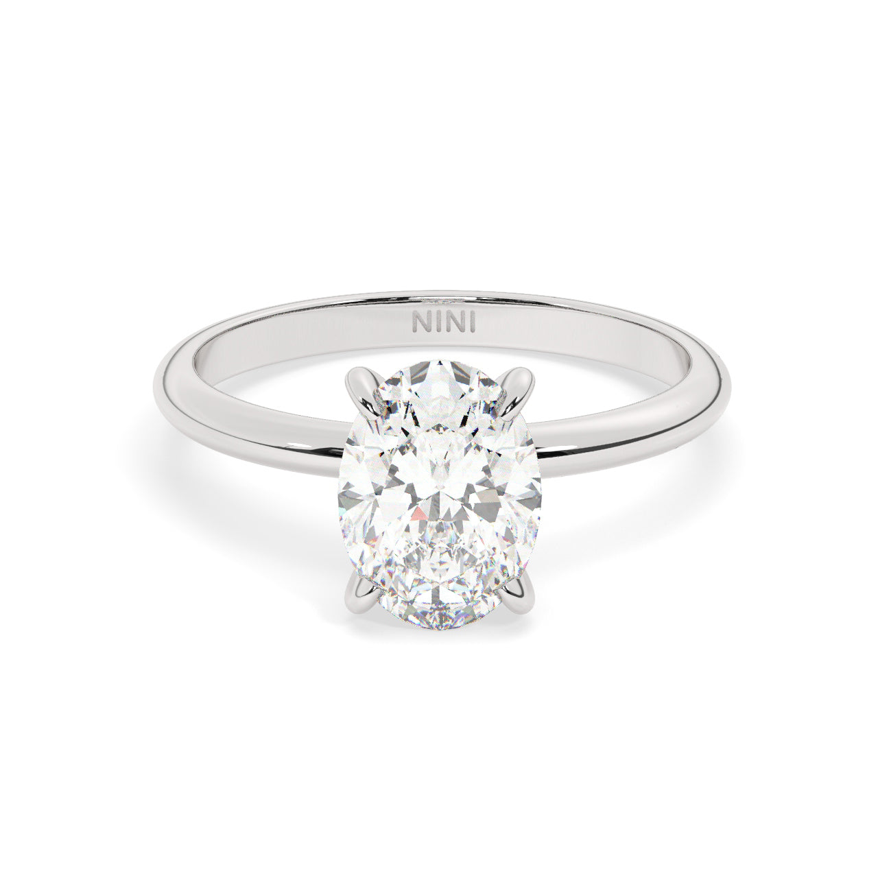 Solitaire Oval Diamond Engagement ring - 2.50 Ct