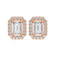 Emerald Cut Diamonds Halo Earrings
