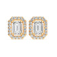 Emerald Cut Diamonds Halo Earrings