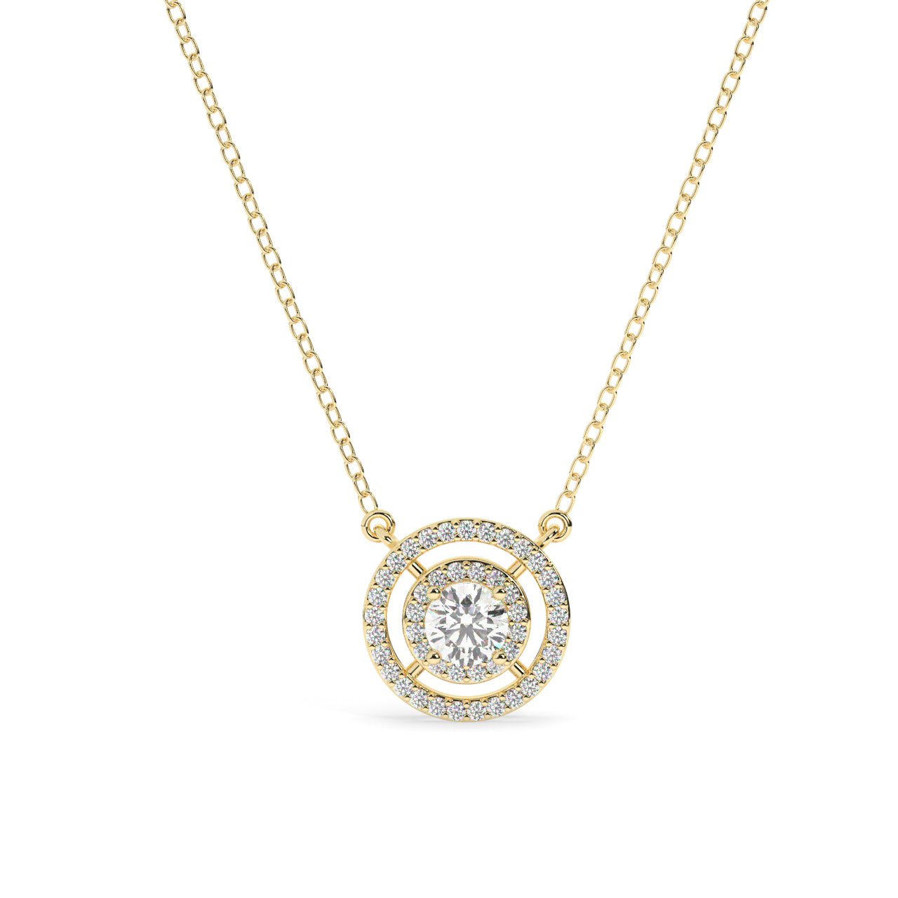 Double Halo Diamond Necklace