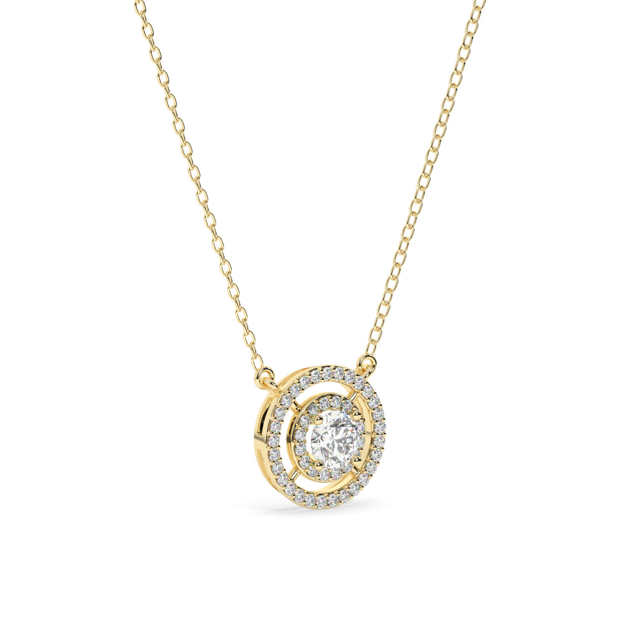 Double Halo Diamond Necklace